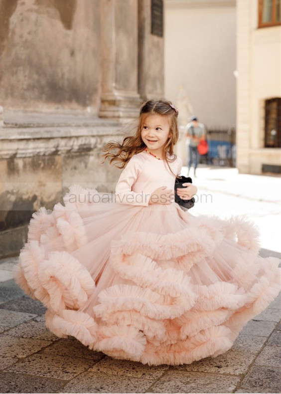 Mauve Velvet Tulle Cloud Flower Girl Dress